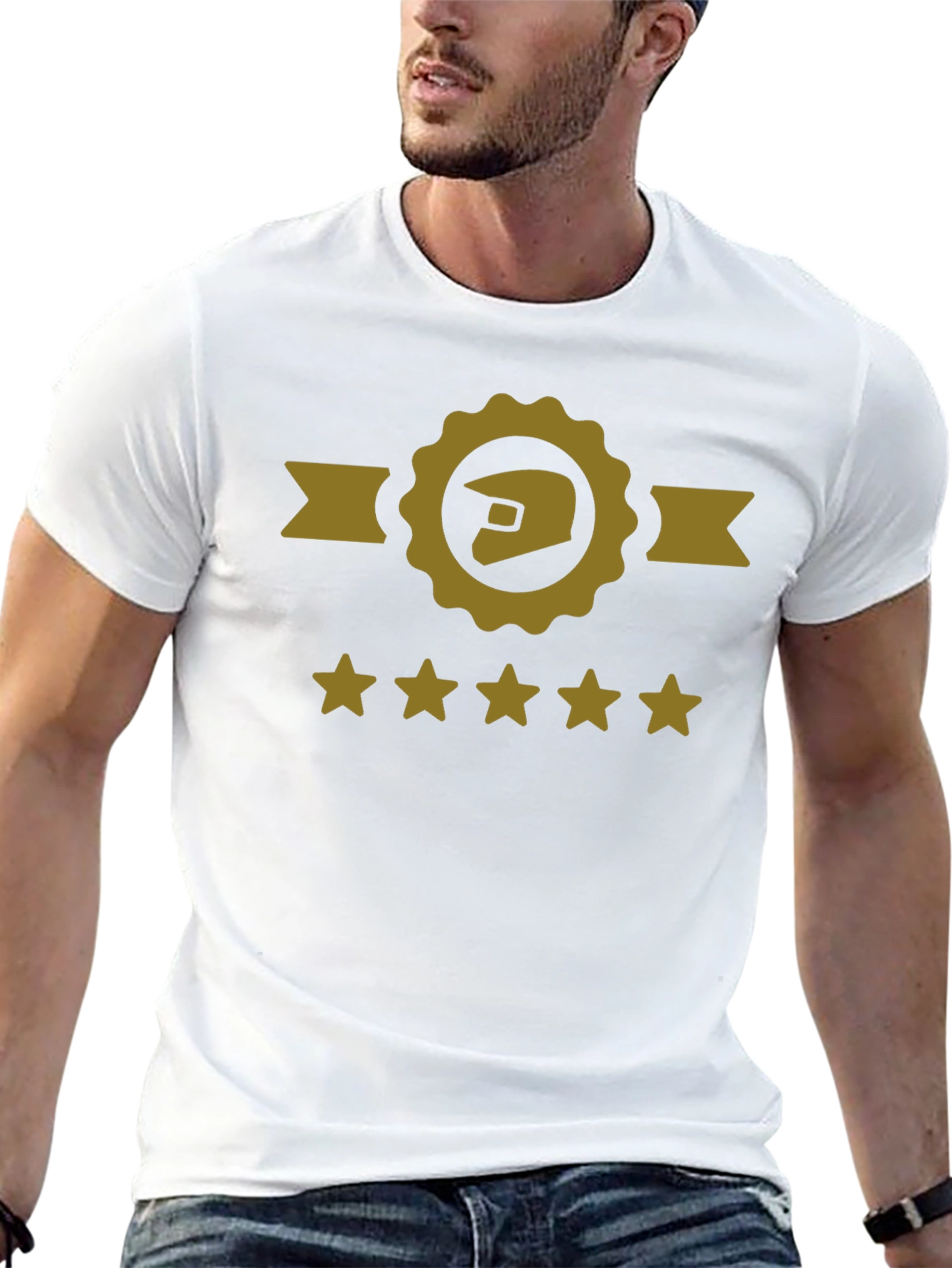 Motocross Helmet Gold Star Rated Black T-Shirt