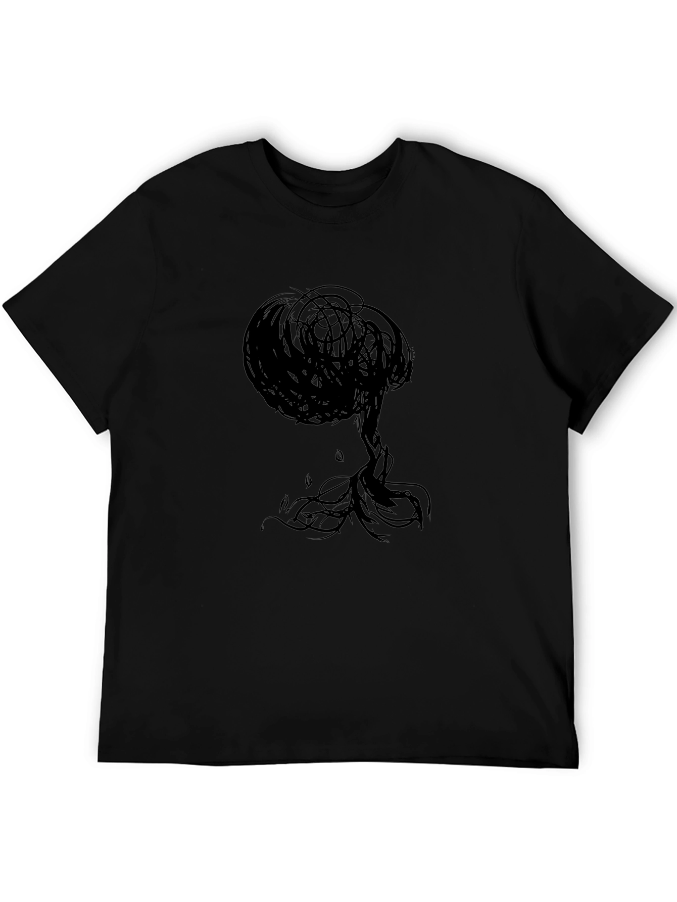 Abstract Tree Graphic Black T-Shirt