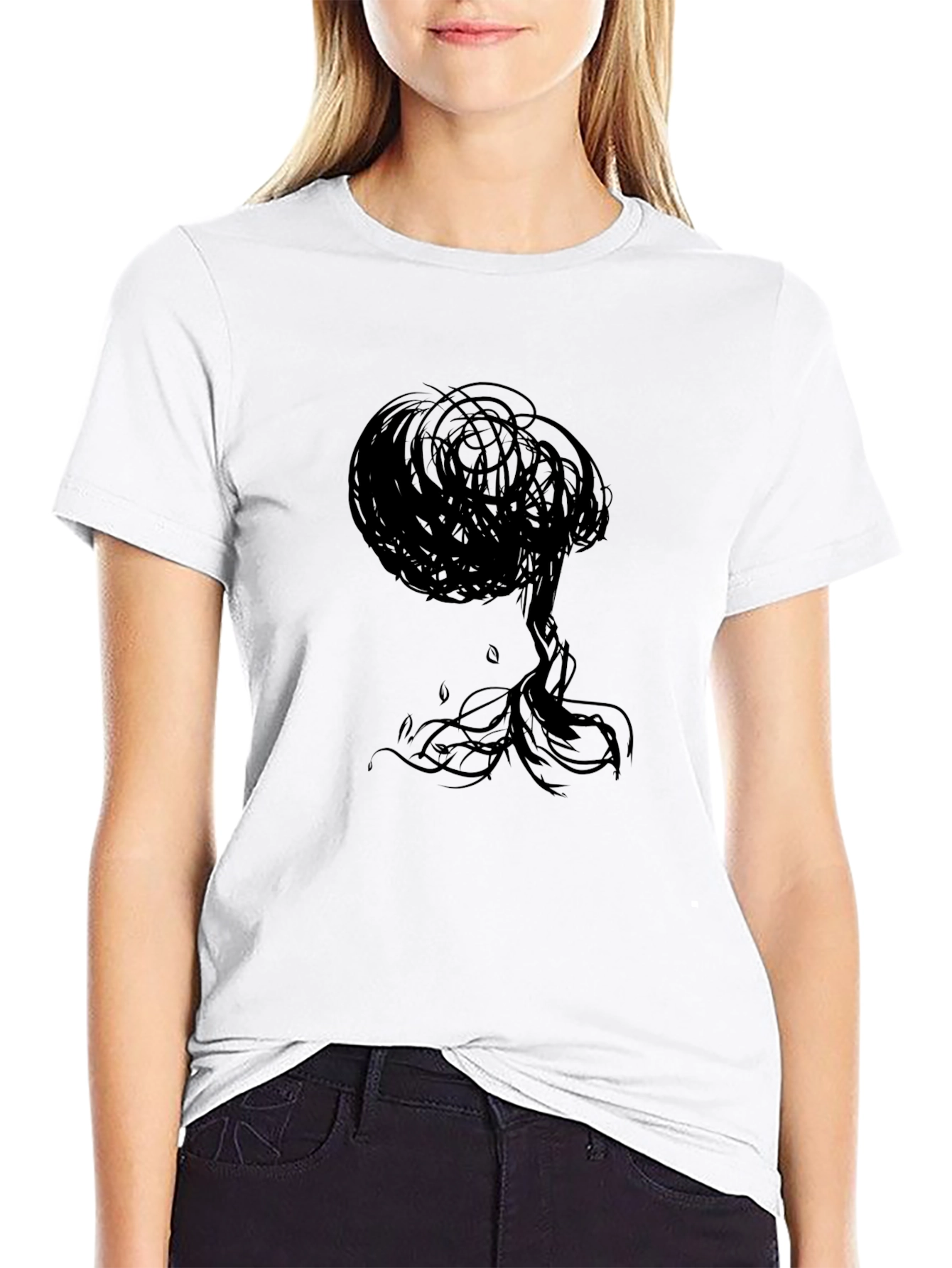 Abstract Tree Graphic Black T-Shirt