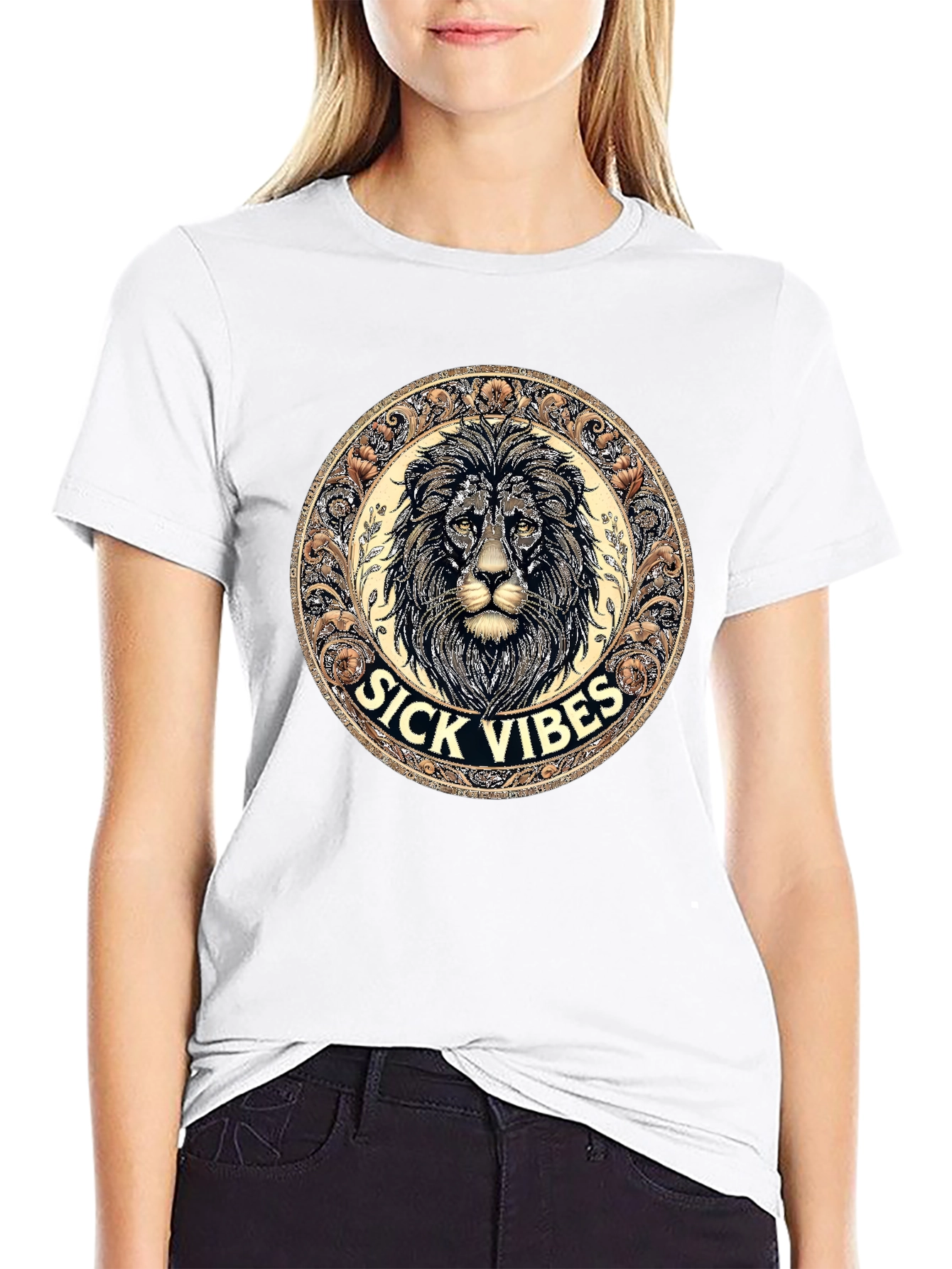 Sick Vibes Lion Graphic Tee - Black