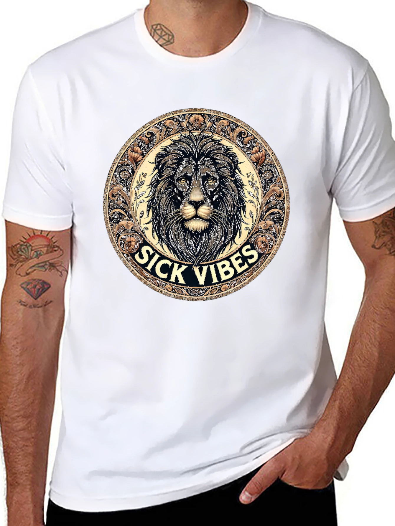 Sick Vibes Lion Graphic Tee - Black
