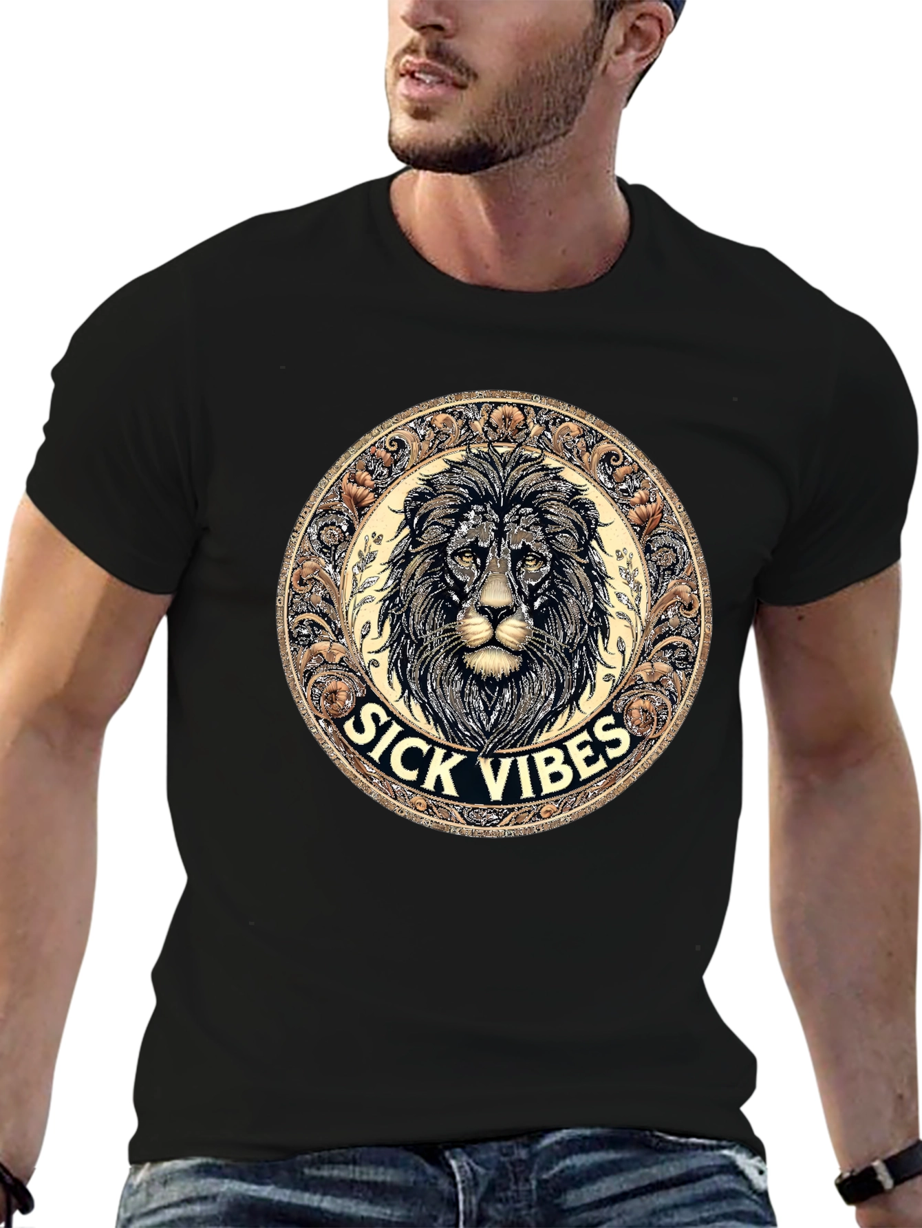 Sick Vibes Lion Graphic Tee - Black