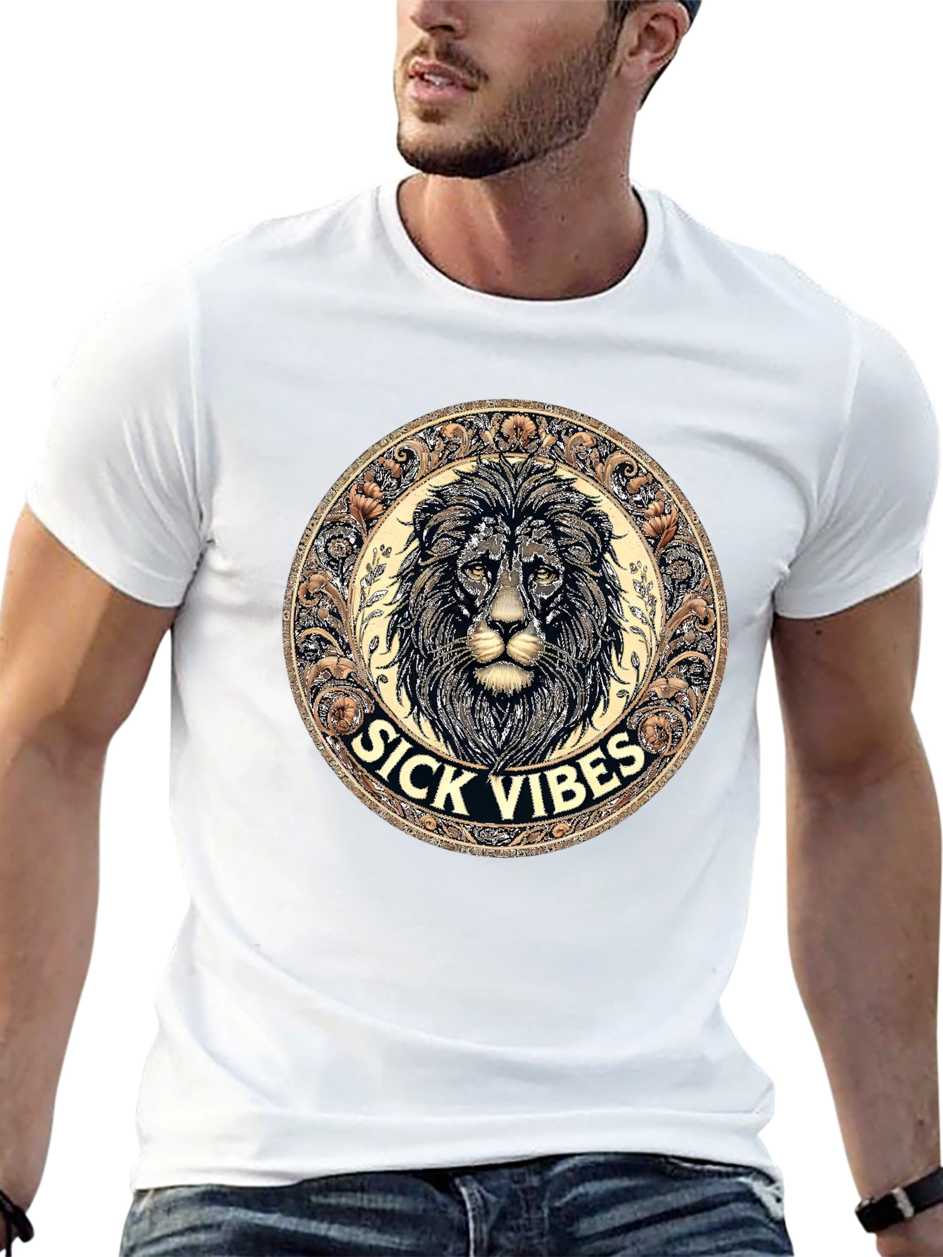 Sick Vibes Lion Graphic Tee - Black