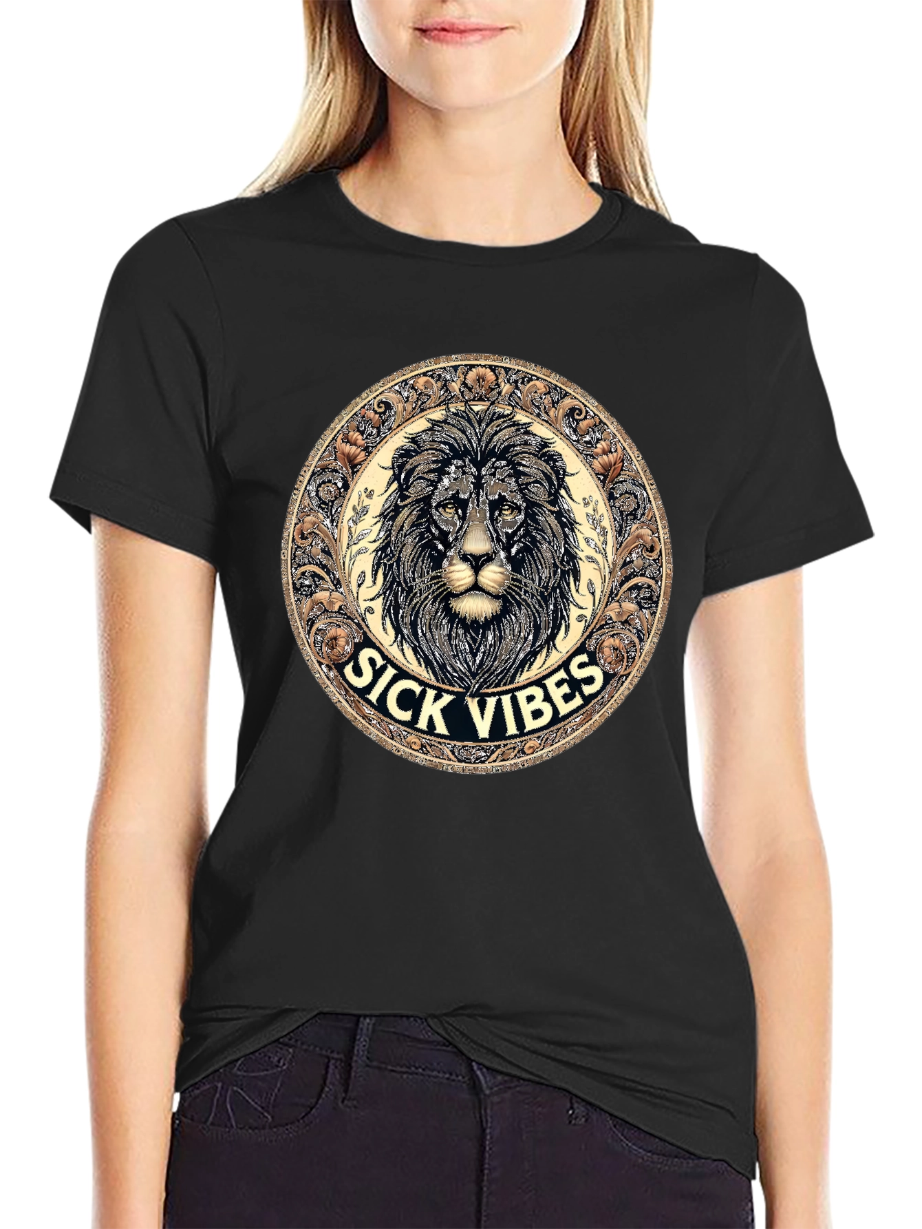 Sick Vibes Lion Graphic Tee - Black