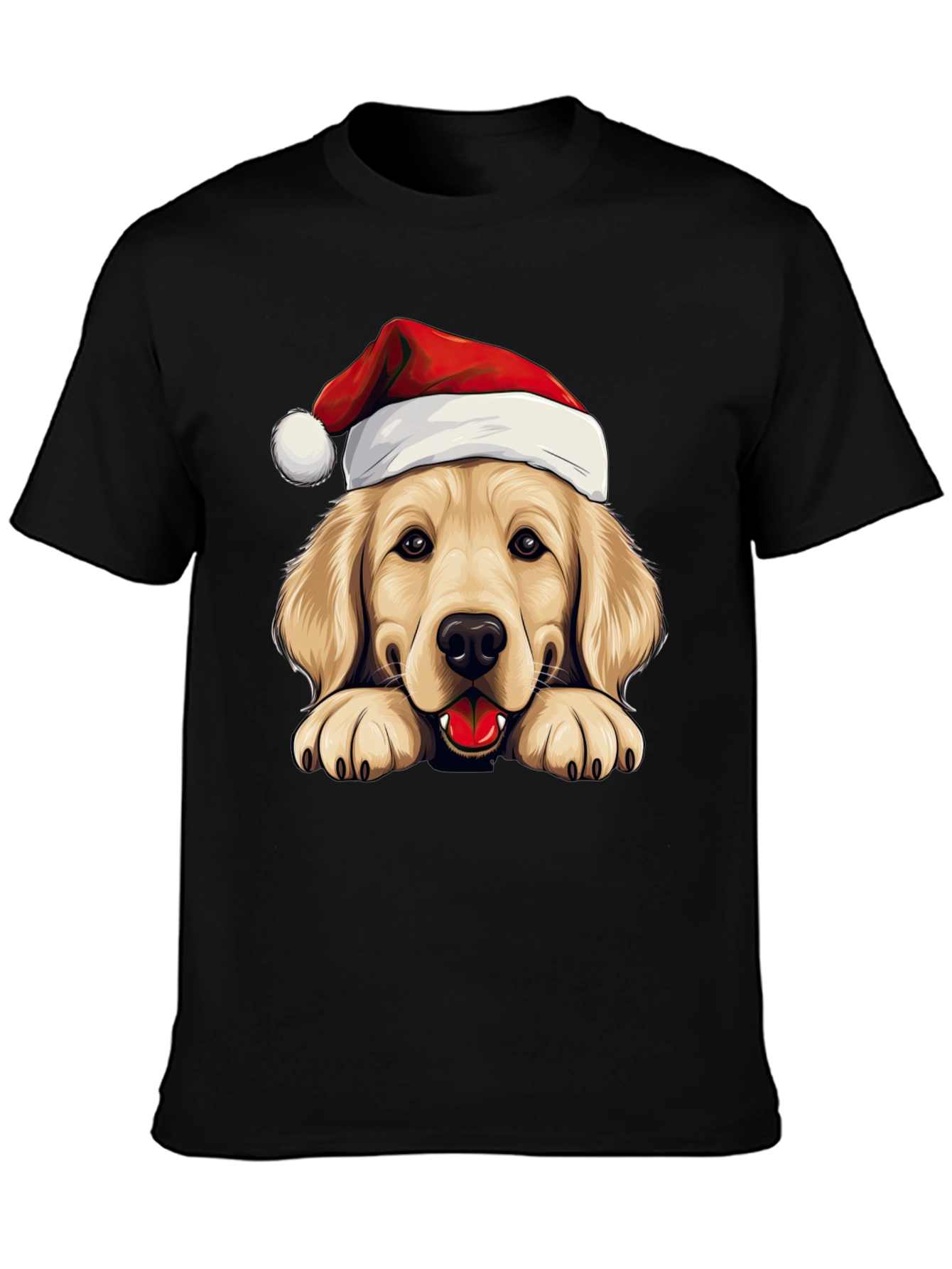 Golden Retriever Santa Hat T-Shirt - Holiday Dog Tee