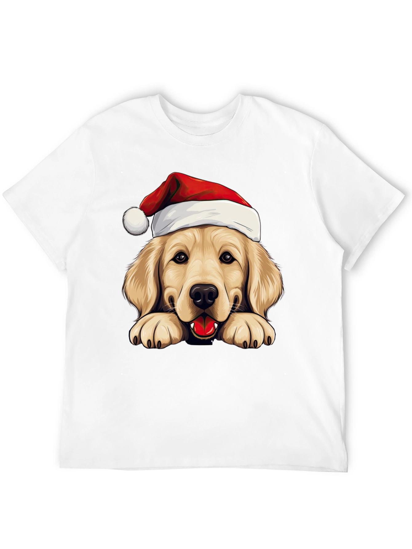 Golden Retriever Santa Hat T-Shirt - Holiday Dog Tee