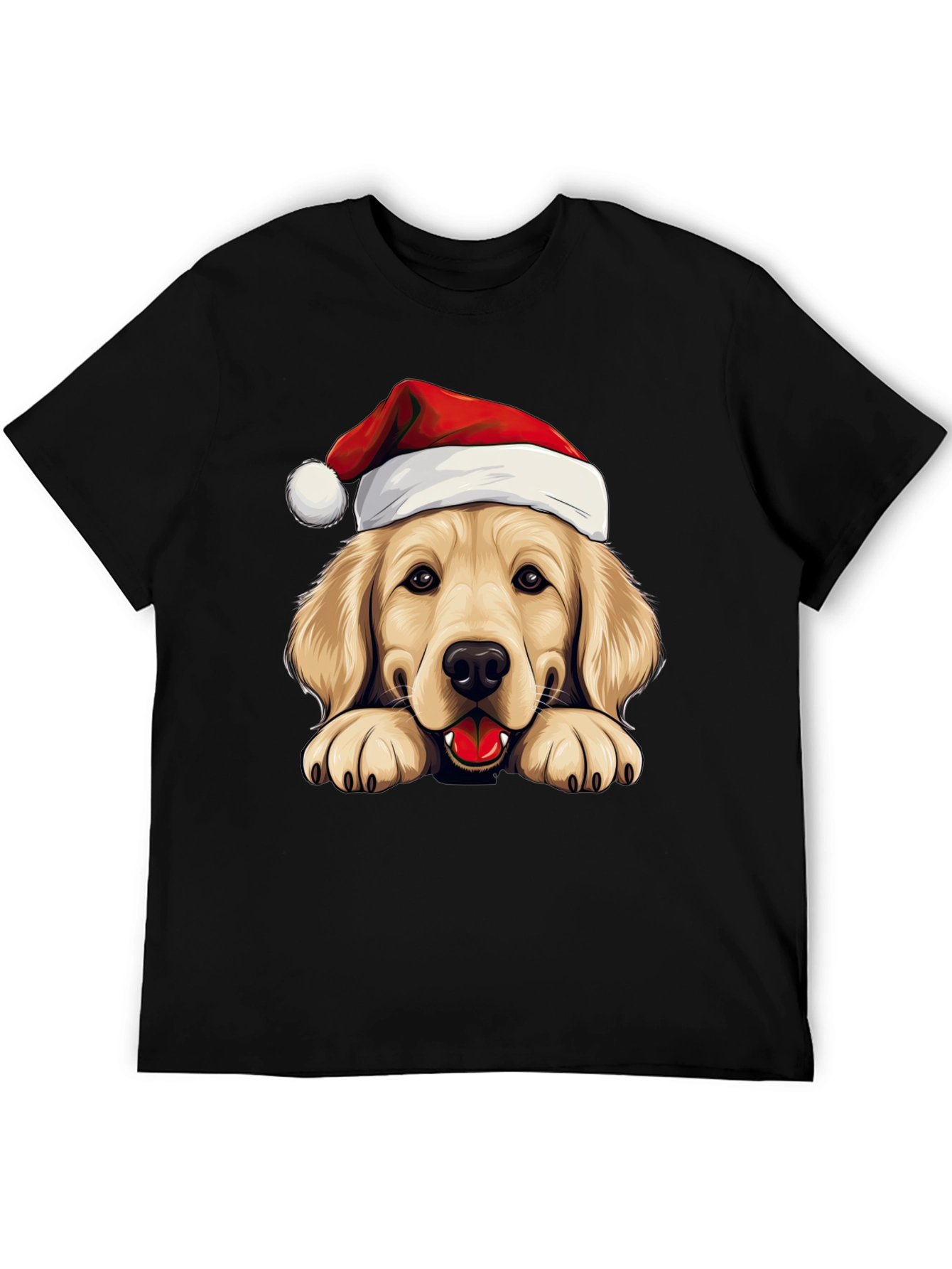Golden Retriever Santa Hat T-Shirt - Holiday Dog Tee