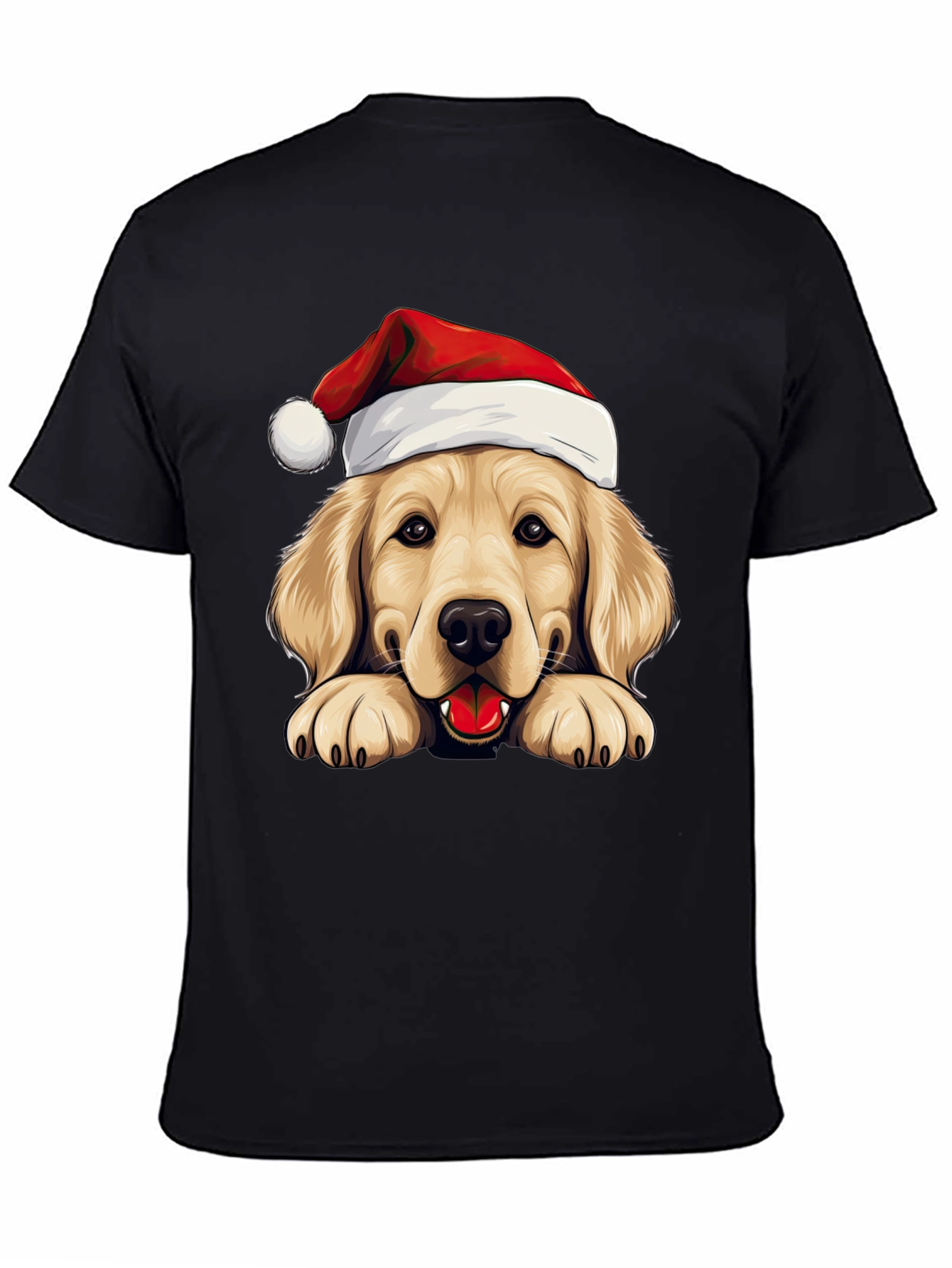 Golden Retriever Santa Hat T-Shirt - Holiday Dog Tee