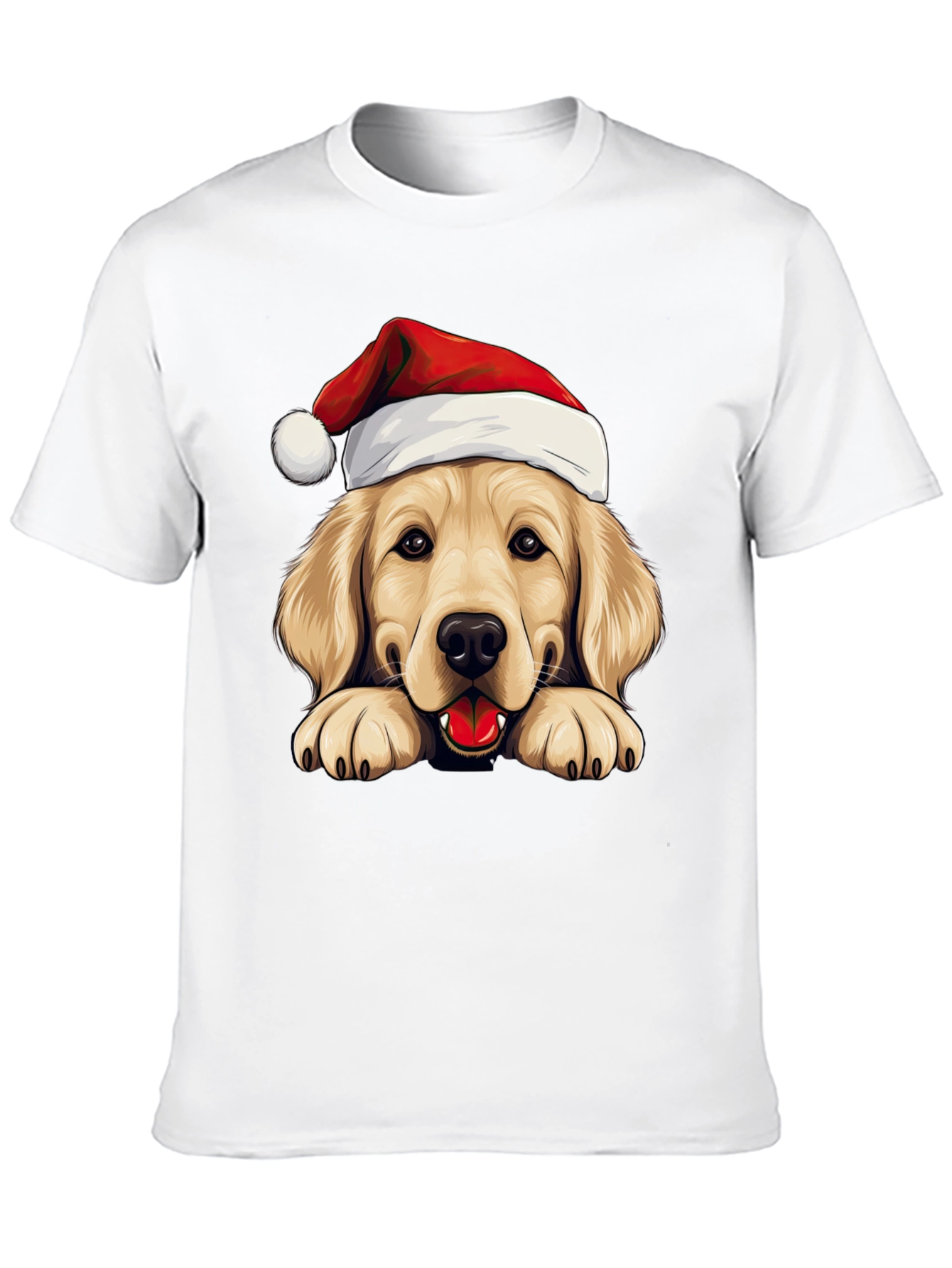 Golden Retriever Santa Hat T-Shirt - Holiday Dog Tee