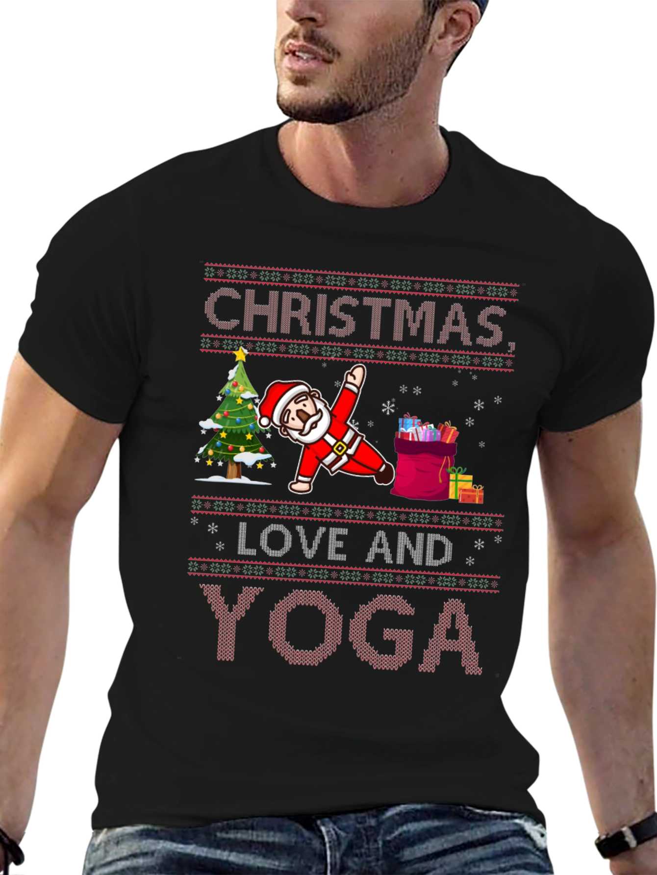 Christmas Love and Yoga Graphic Tee