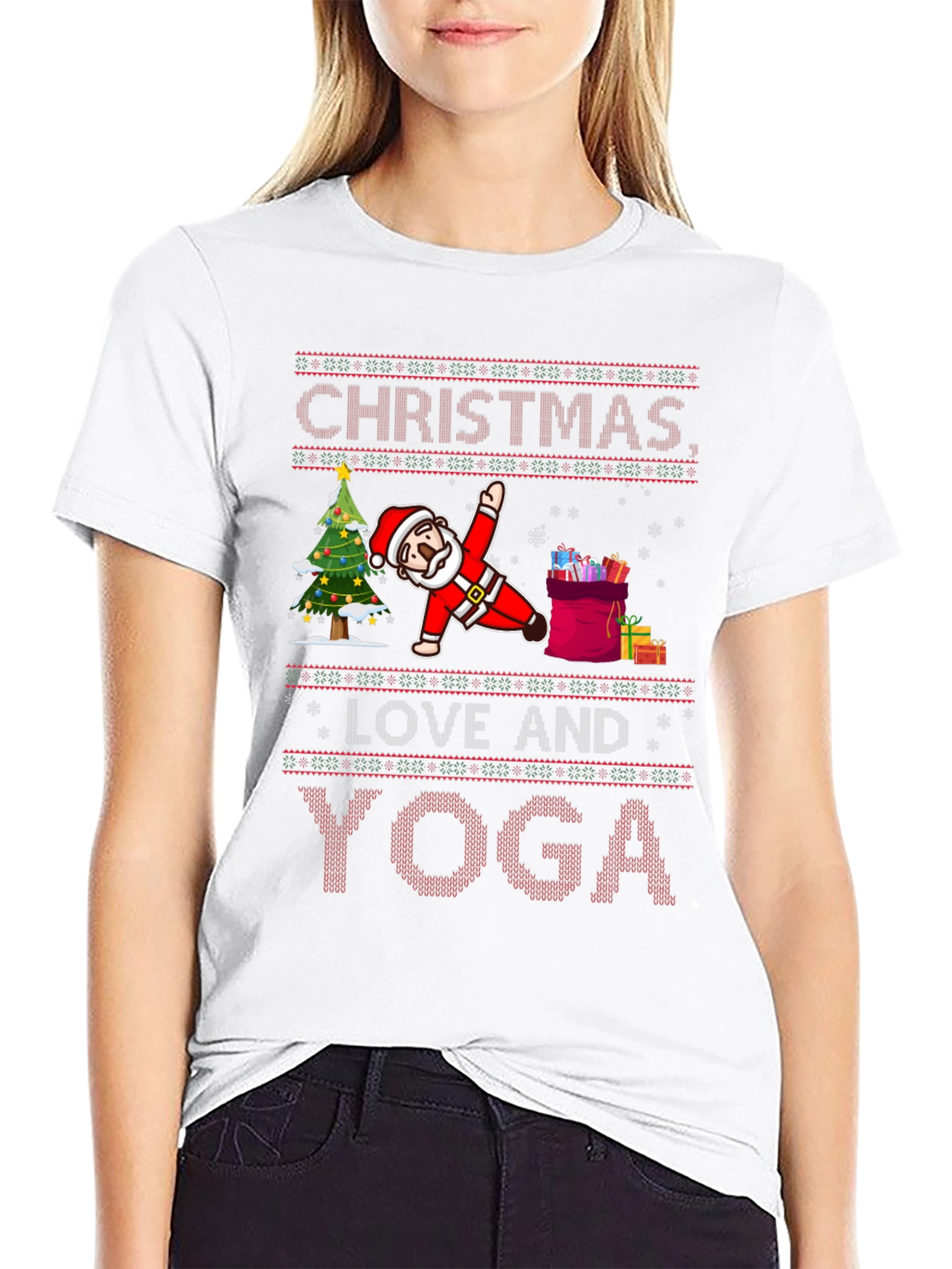 Christmas Love and Yoga Graphic Tee