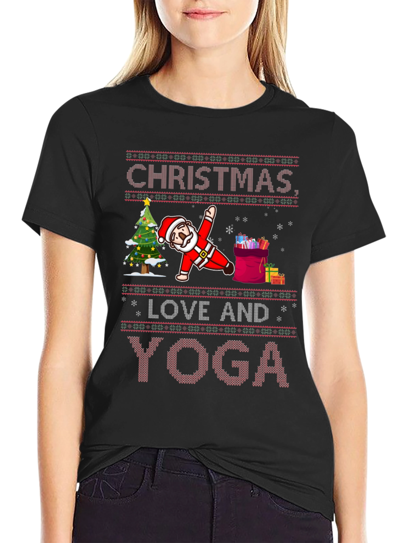 Christmas Love and Yoga Graphic Tee