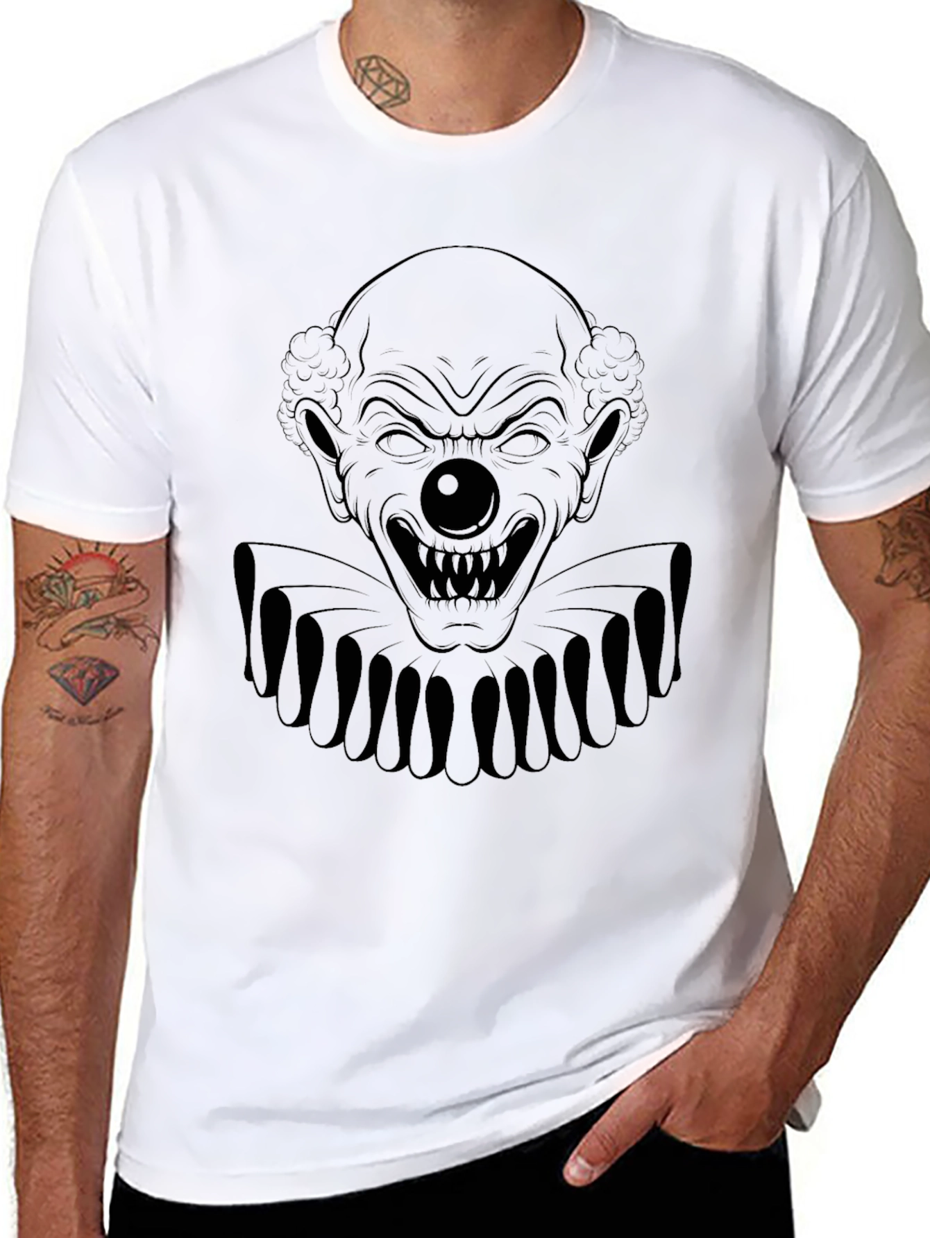 Mens Black Scary Clown Graphic Tee Shirt