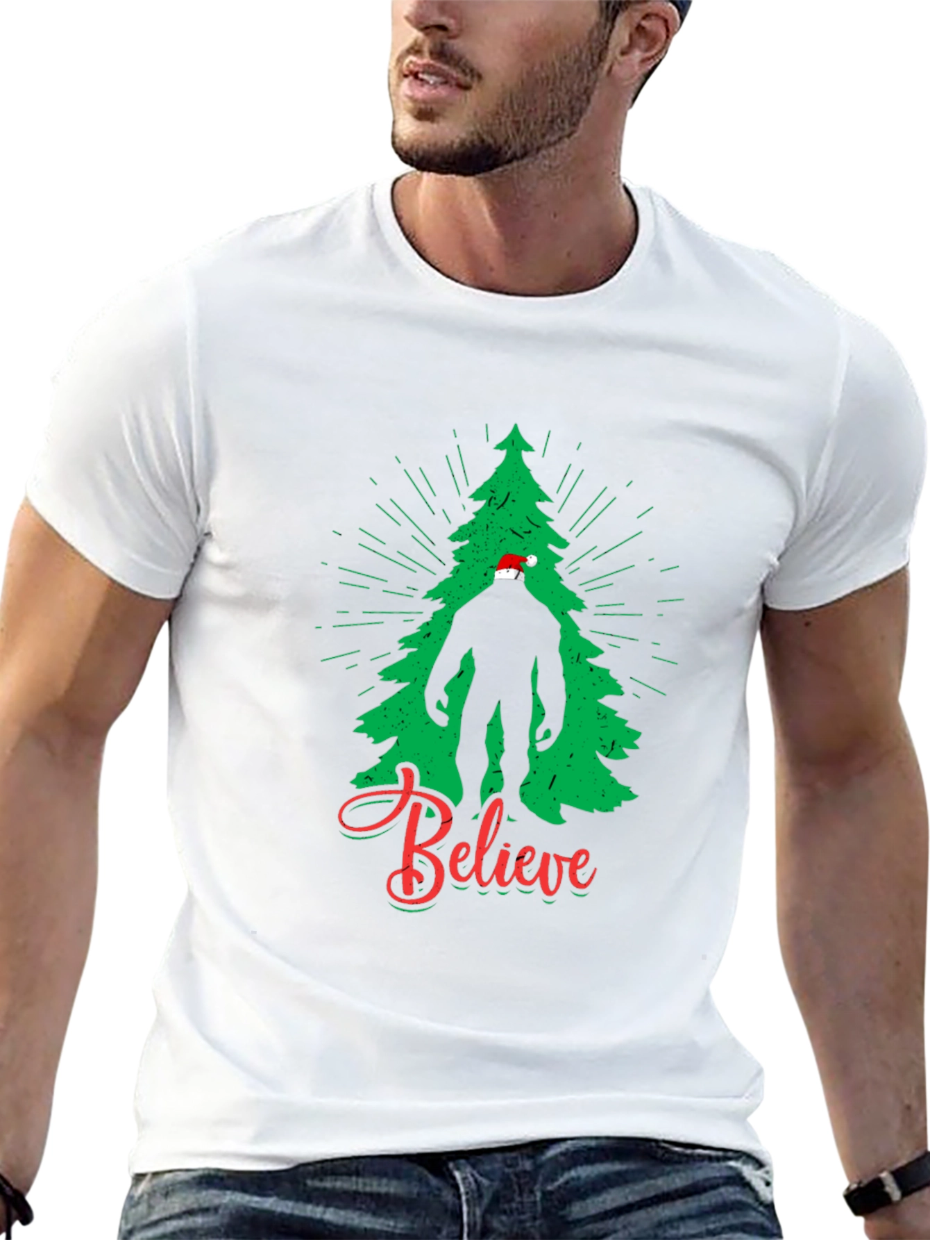 Believe Bigfoot Christmas Tree T-Shirt