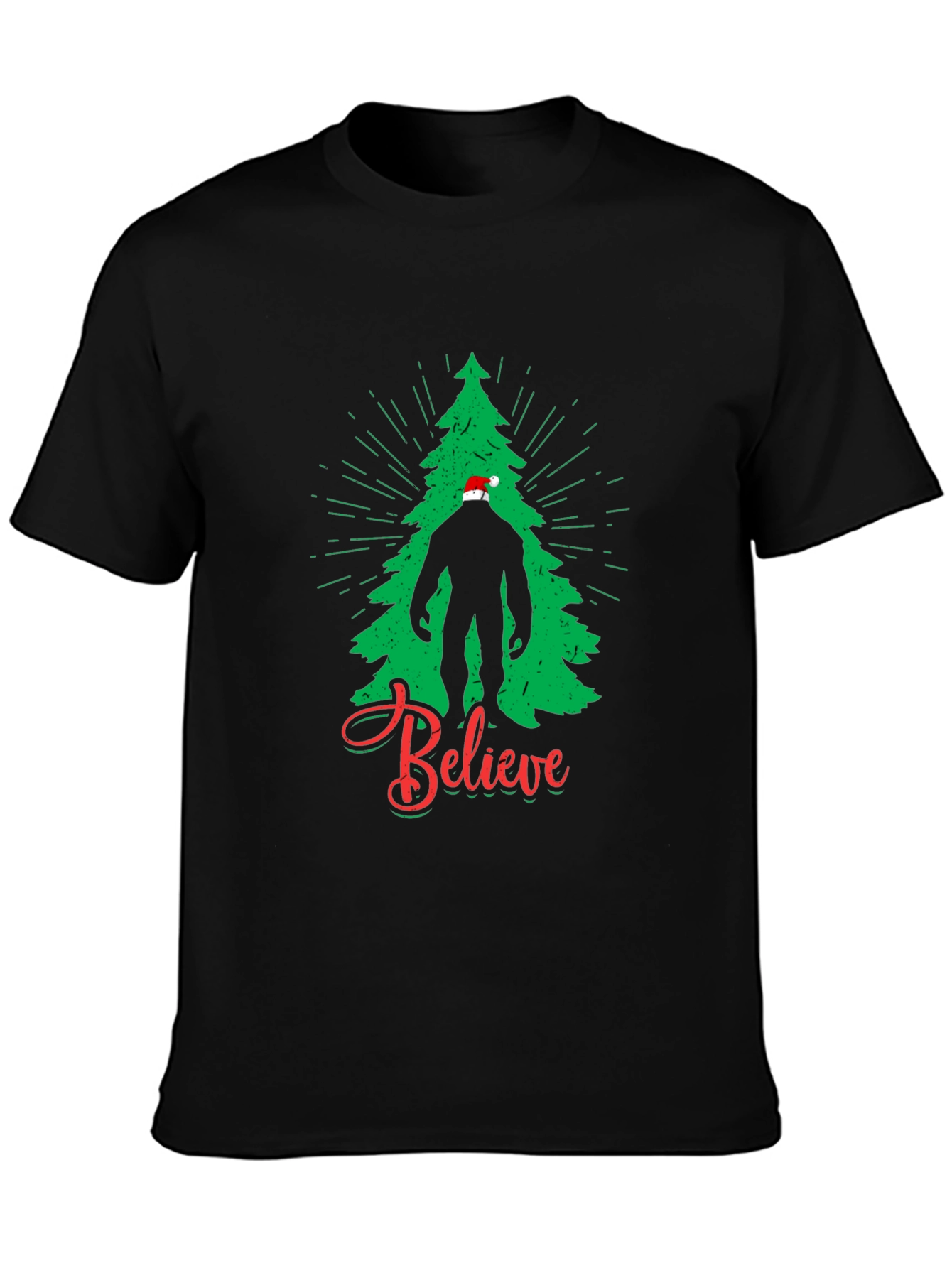 Believe Bigfoot Christmas Tree T-Shirt