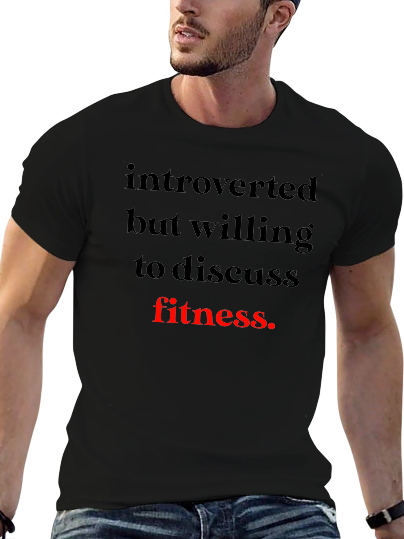 Introverted Fitness T-Shirt - Black Graphic Tee