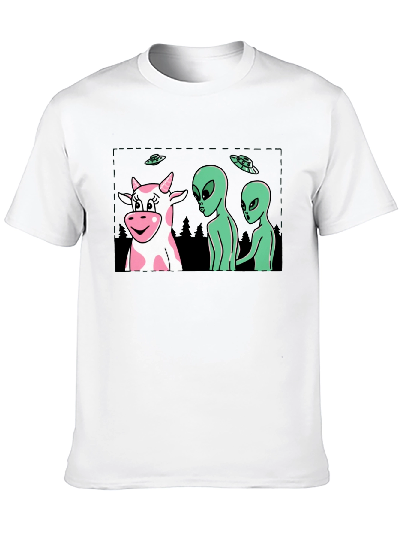 Alien Cow Abduction Black Graphic Tee