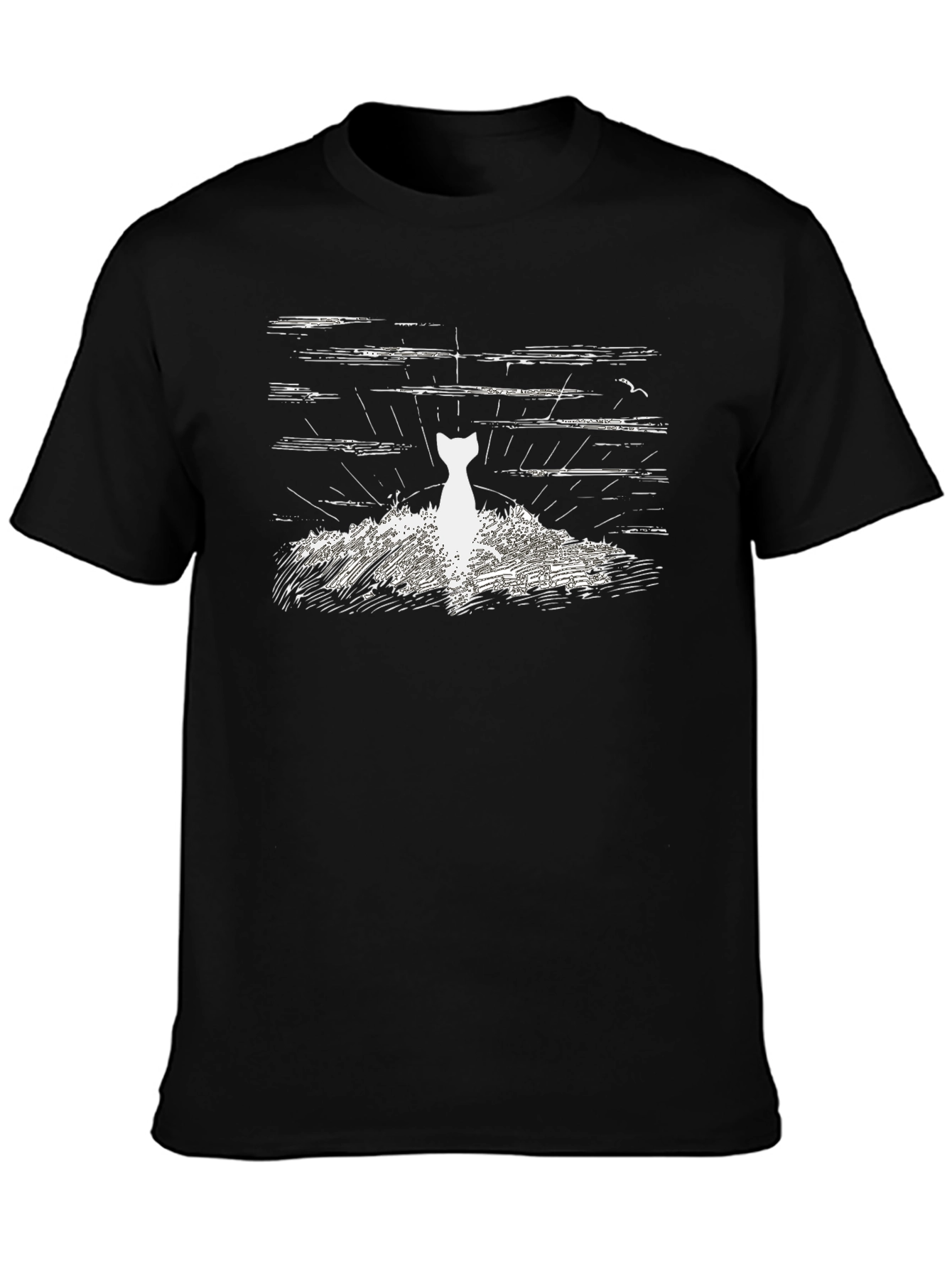 Cat Silhouette T-Shirt - Artistic Graphic Tee