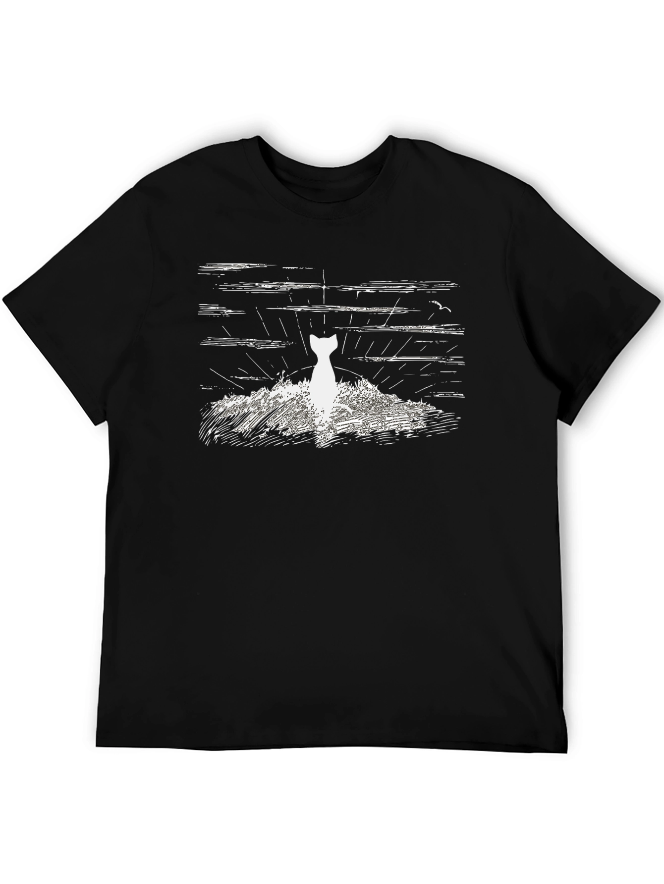 Cat Silhouette T-Shirt - Artistic Graphic Tee