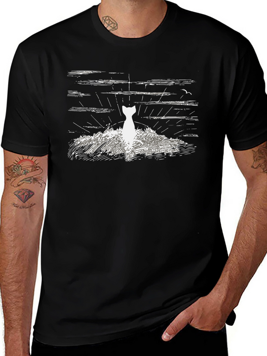 Cat Silhouette T-Shirt - Artistic Graphic Tee