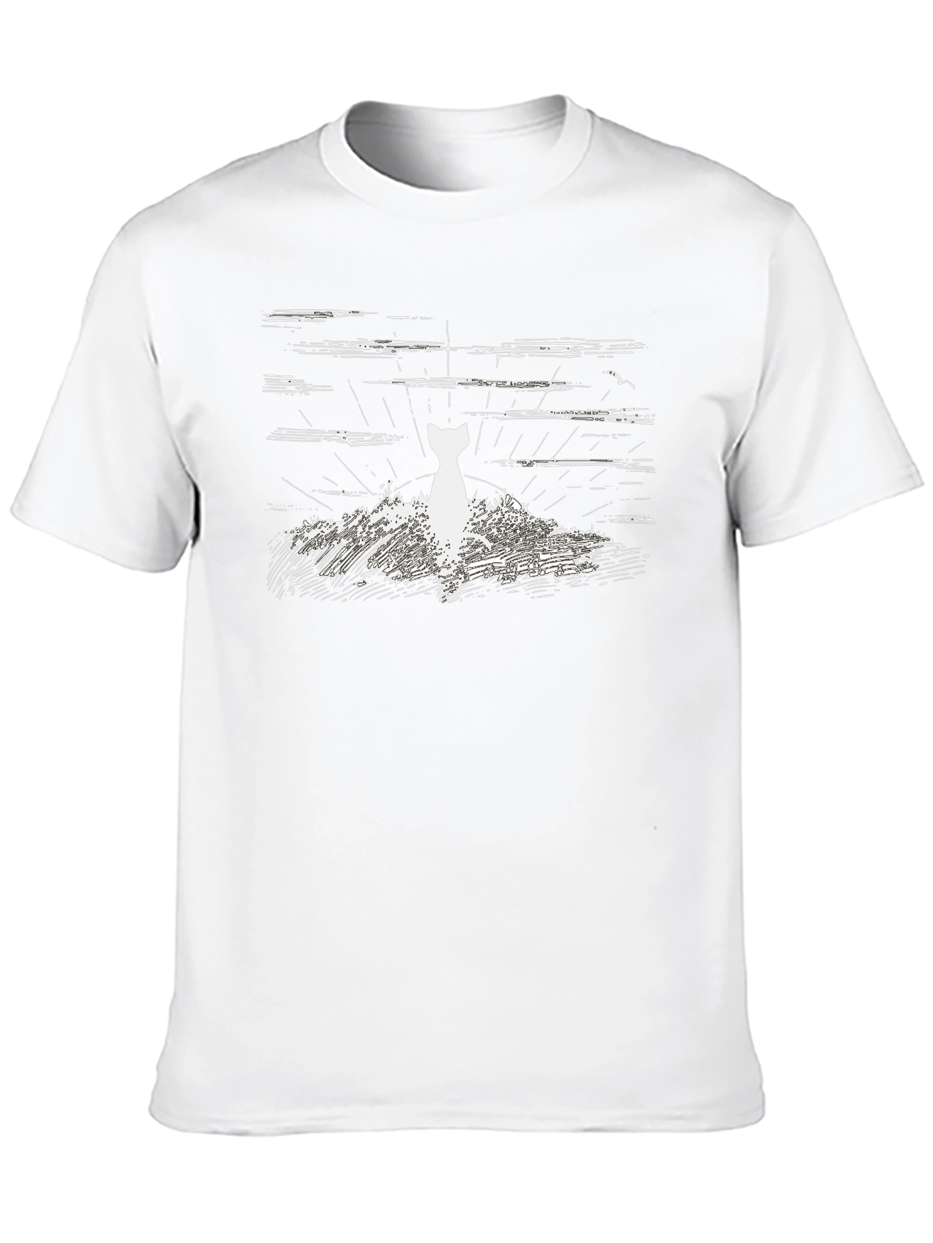 Cat Silhouette T-Shirt - Artistic Graphic Tee