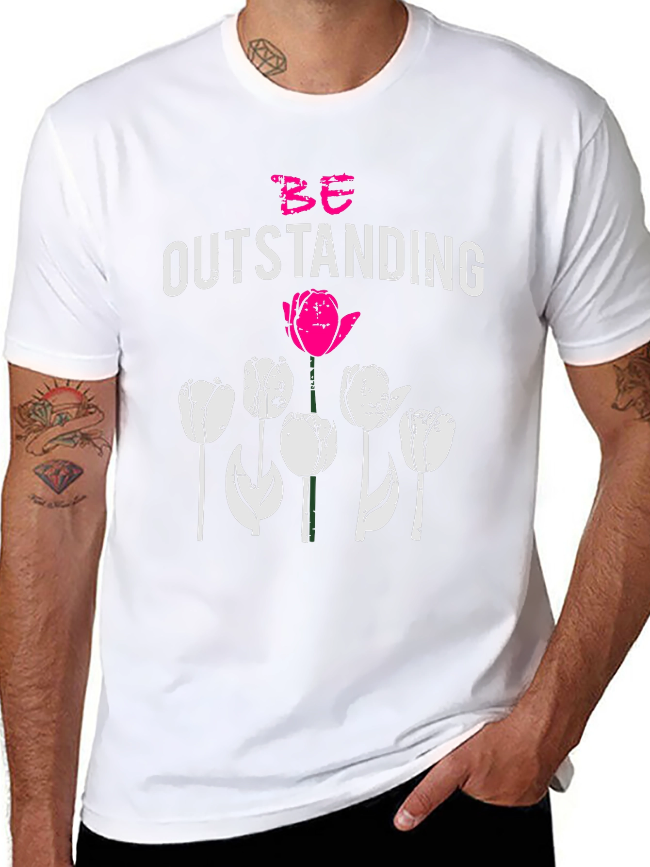 Be Outstanding Tulip Graphic Tee - Black