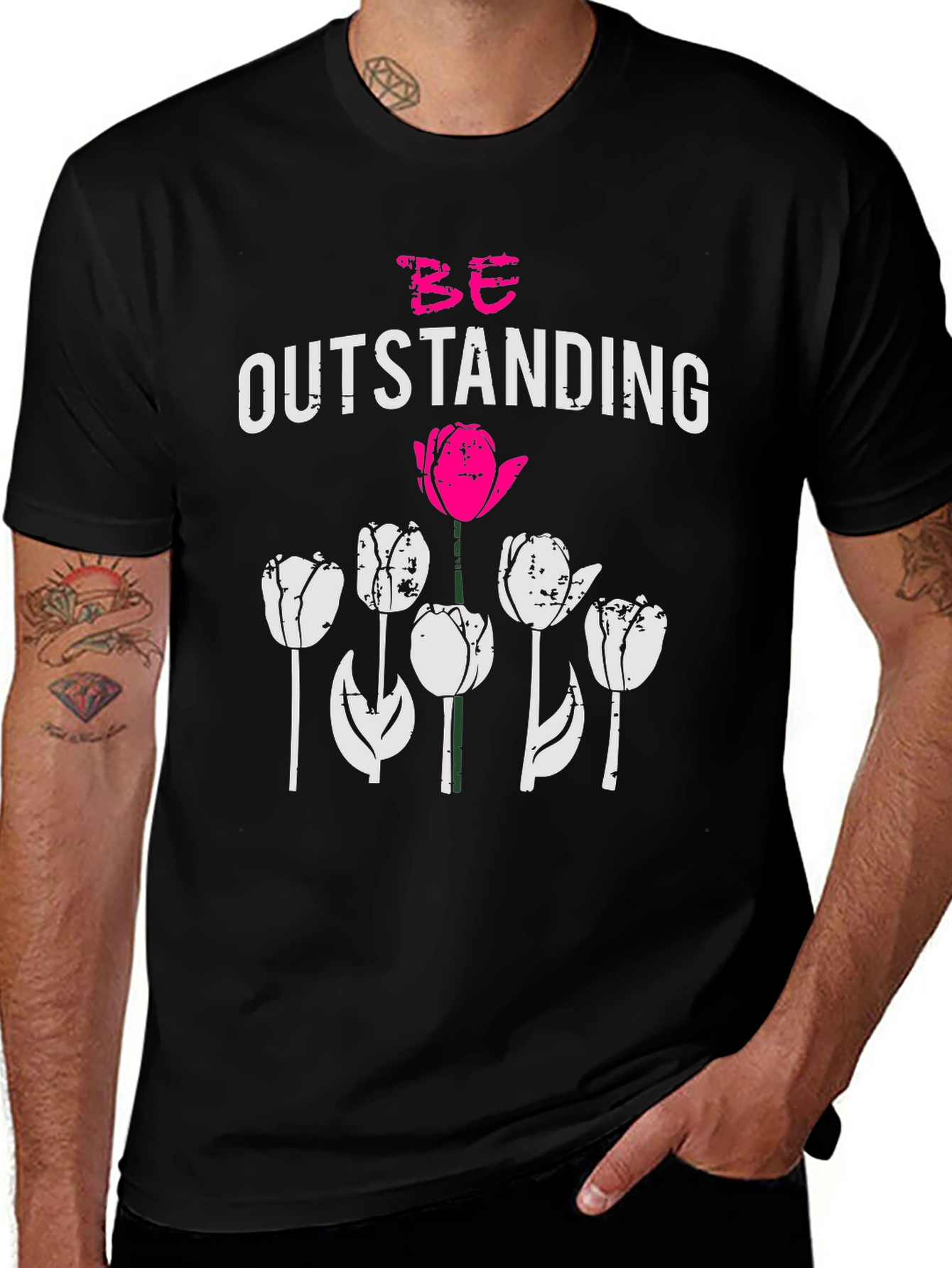 Be Outstanding Tulip Graphic Tee - Black