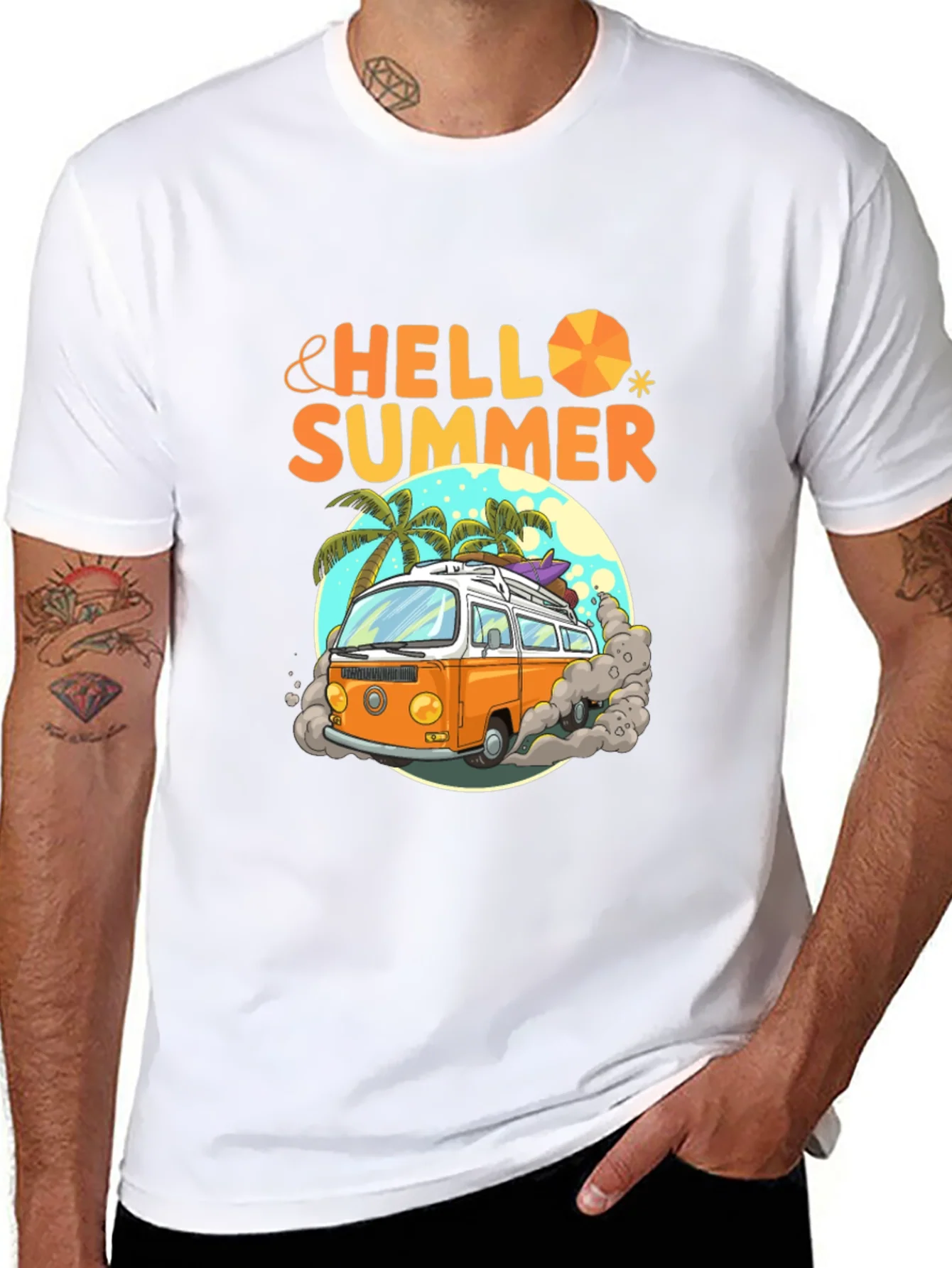Hello Summer Beach Van Graphic T-Shirt