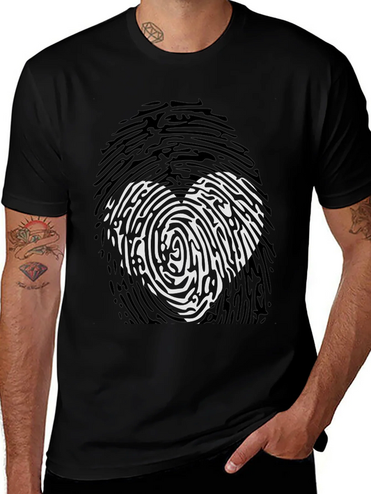 Fingerprint Heart Graphic T-Shirt