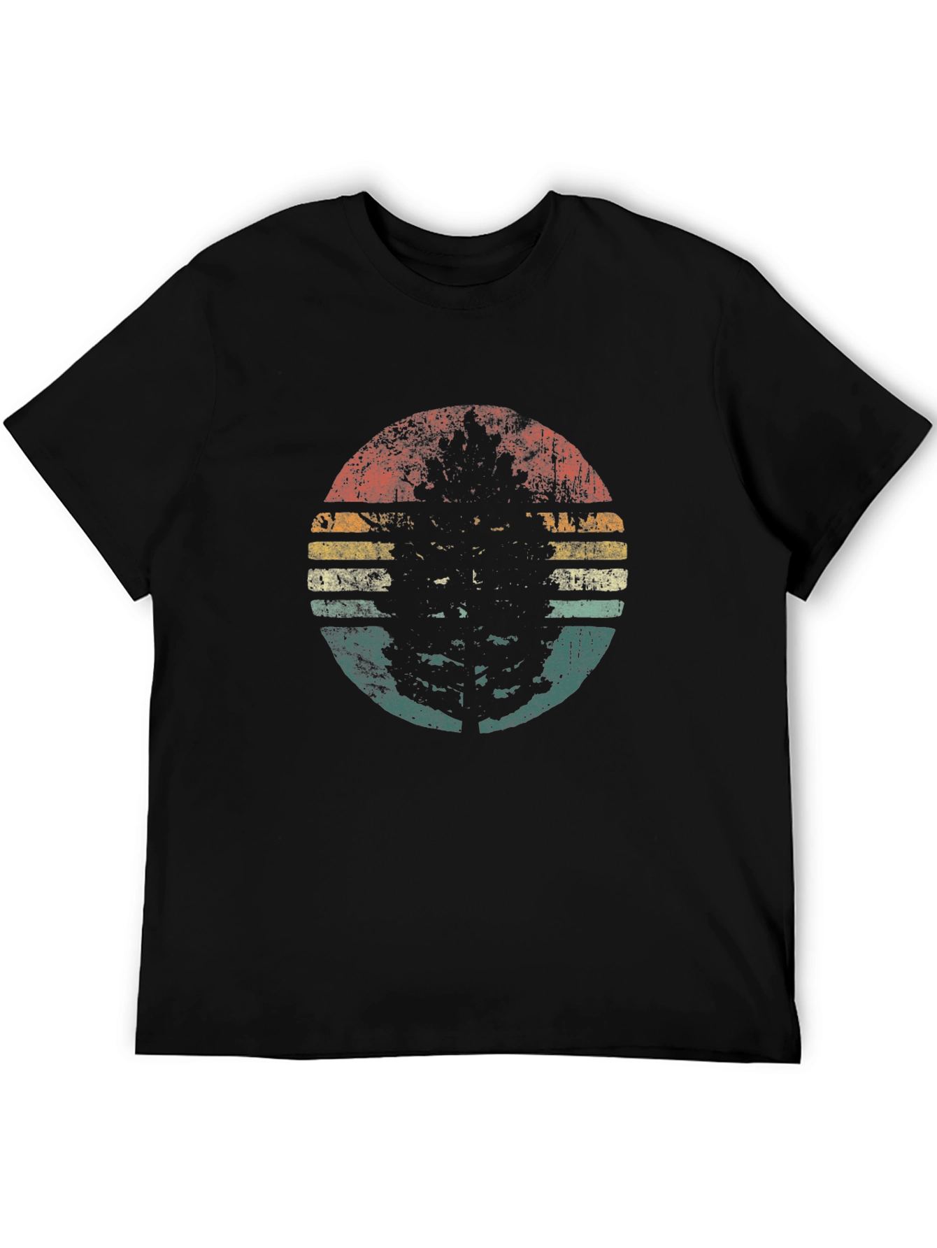 Retro Tree Graphic T-Shirt - Black