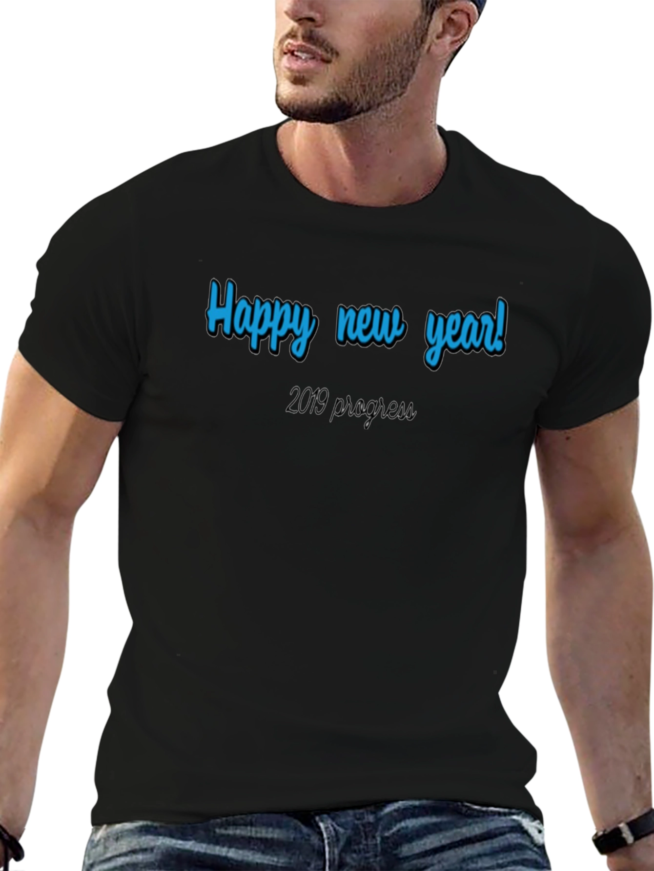Happy New Year Graphic Tee - Black