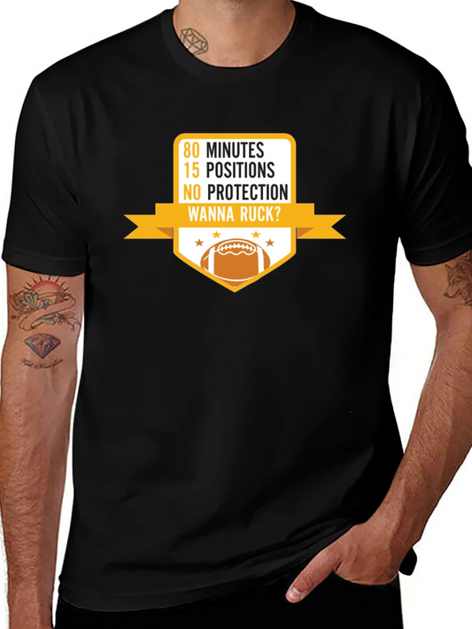 Rugby Humor T-Shirt: 80 Minutes No Protection Wanna Ruck?
