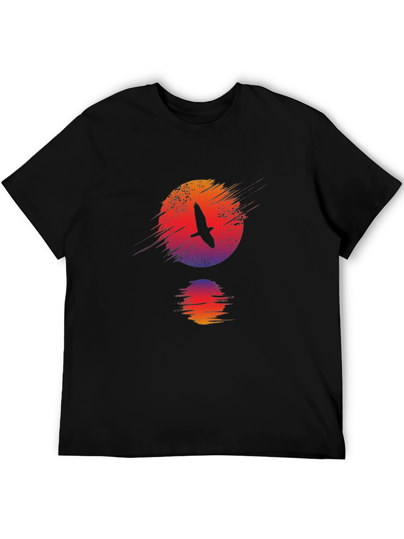 Sunset Bird Graphic Black T-Shirt