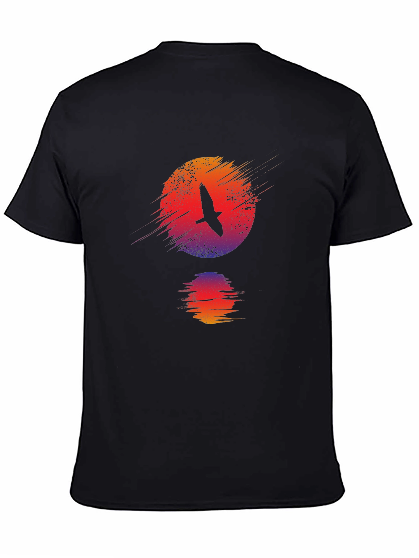 Sunset Bird Graphic Black T-Shirt