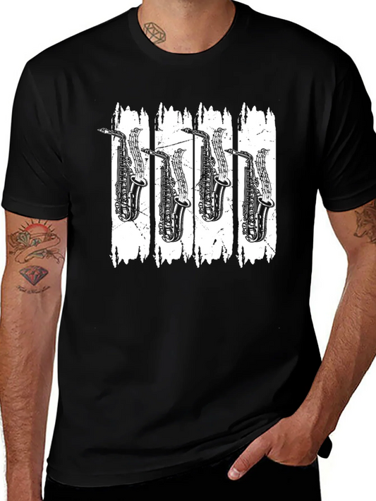 Saxophone Music T-Shirt - Black Cotton Tee