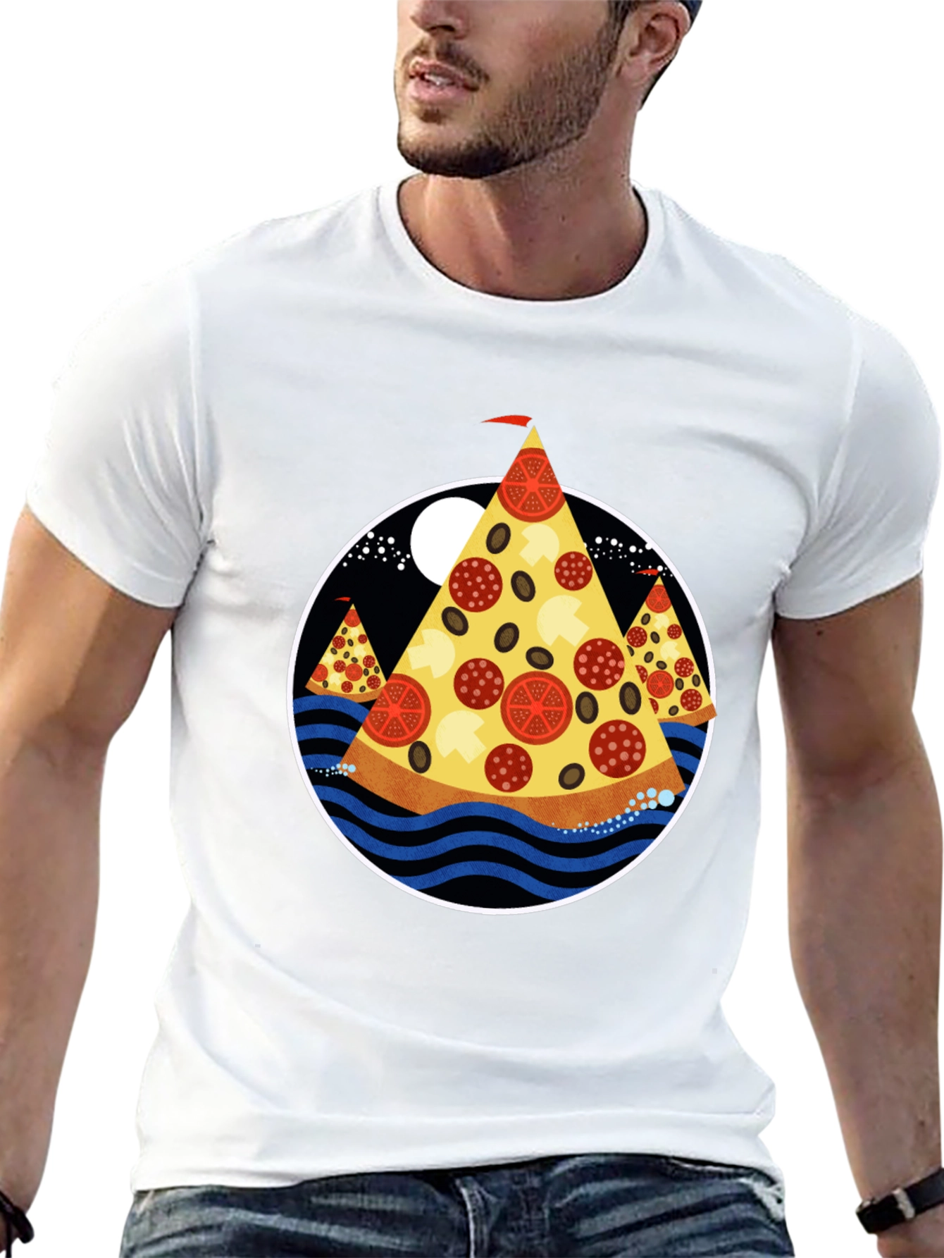 Pizza Island Graphic Tee - Black Cotton Blend Shirt