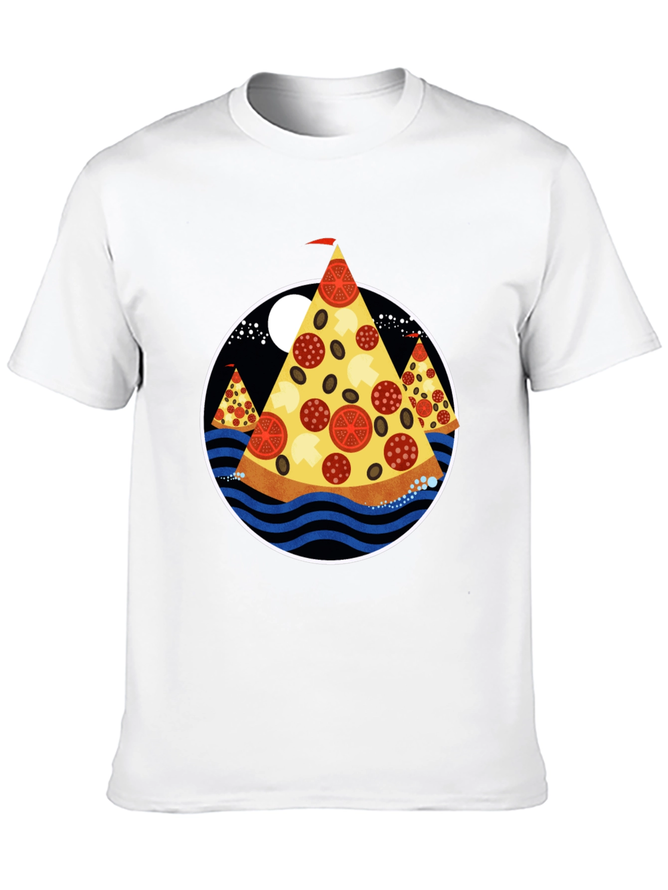 Pizza Island Graphic Tee - Black Cotton Blend Shirt