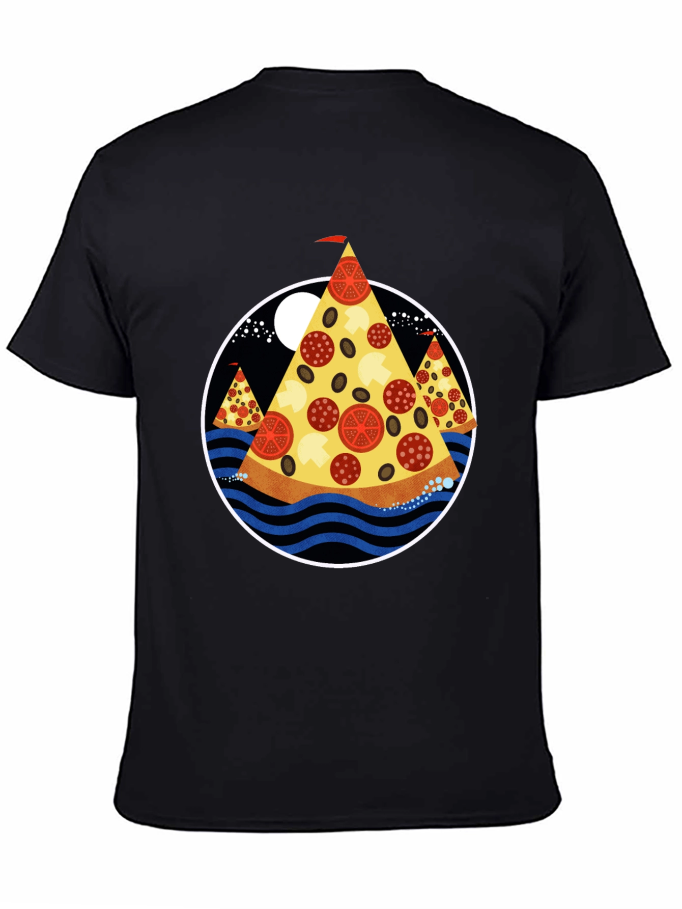 Pizza Island Graphic Tee - Black Cotton Blend Shirt