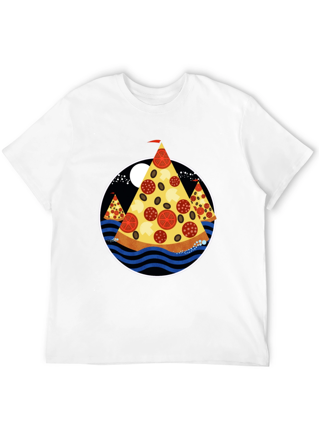 Pizza Island Graphic Tee - Black Cotton Blend Shirt