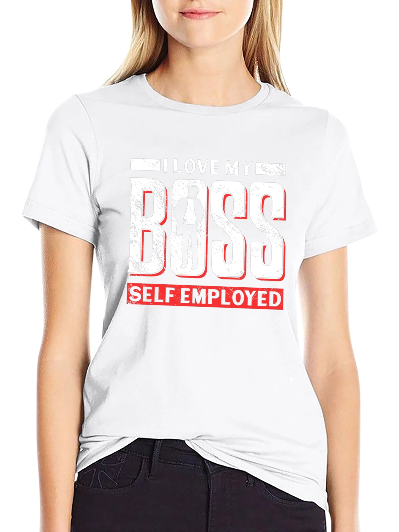I Love My Boss Self Employed Black T-Shirt
