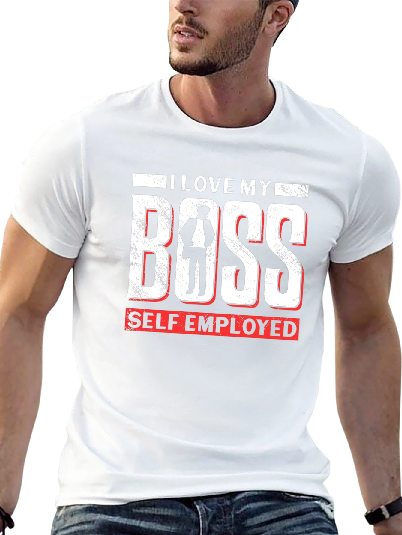 I Love My Boss Self Employed Black T-Shirt