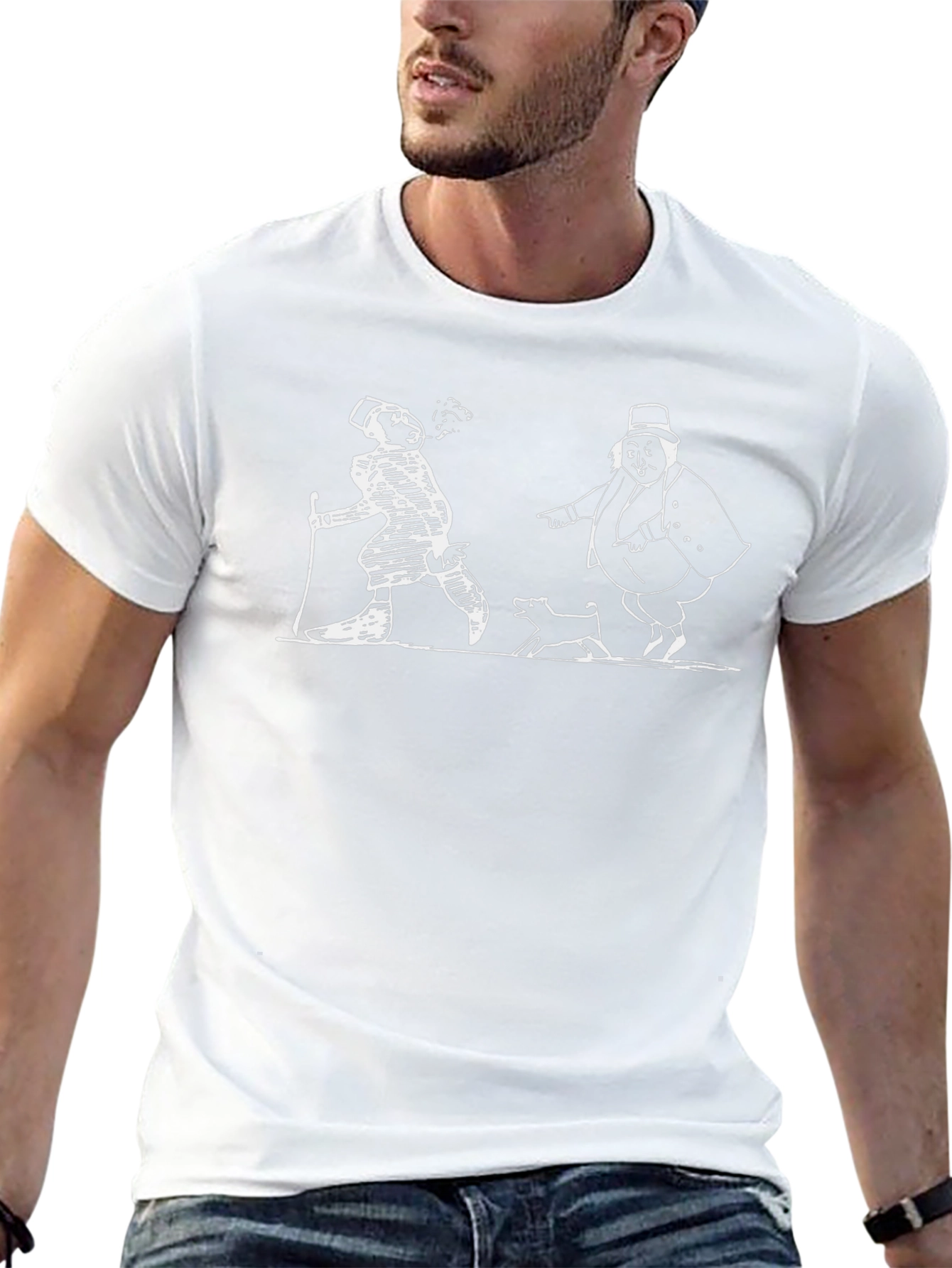 Whimsical Cartoon Print Black T-Shirt