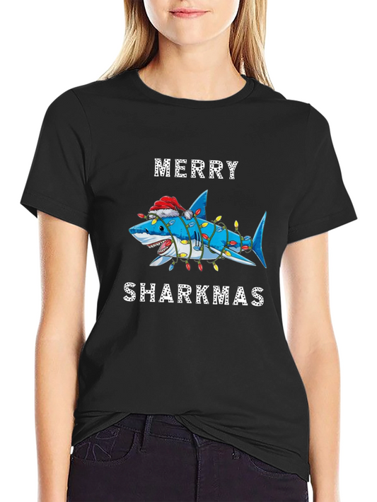 Merry Sharkmas Graphic T-Shirt - Holiday Shark Tee