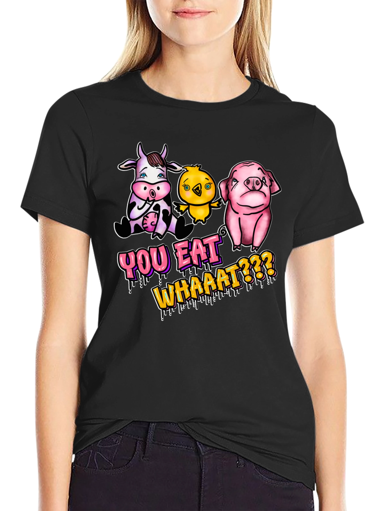 Vegan T-Shirt: You Eat Whaaat??? Funny Animal Design
