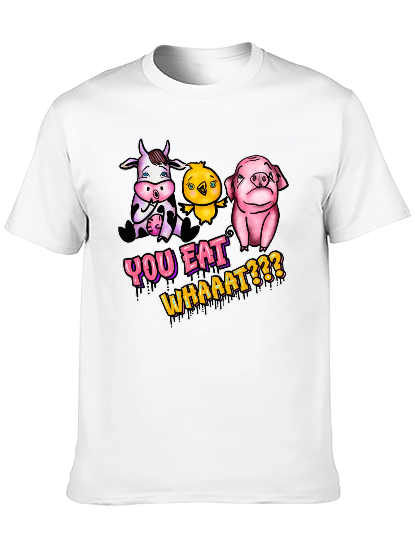 Vegan T-Shirt: You Eat Whaaat??? Funny Animal Design