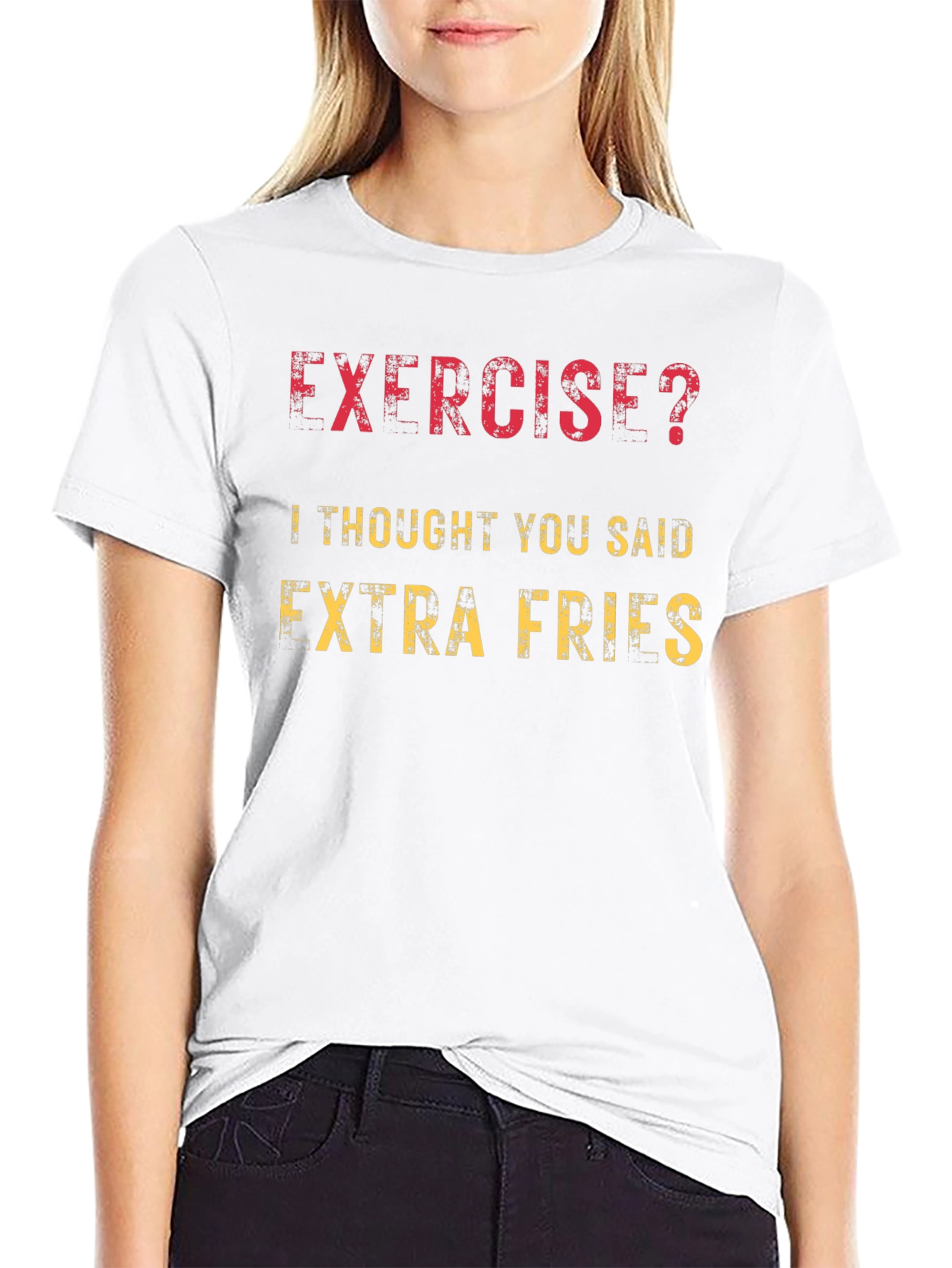 Funny Exercise Extra Fries Graphic T-Shirt