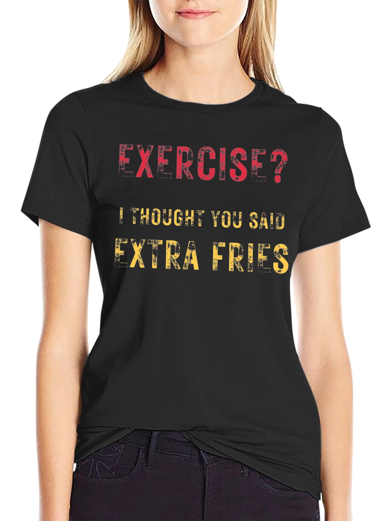 Funny Exercise Extra Fries Graphic T-Shirt