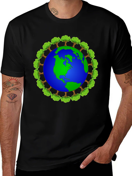 Earth Globe Tree Ring Graphic T-Shirt