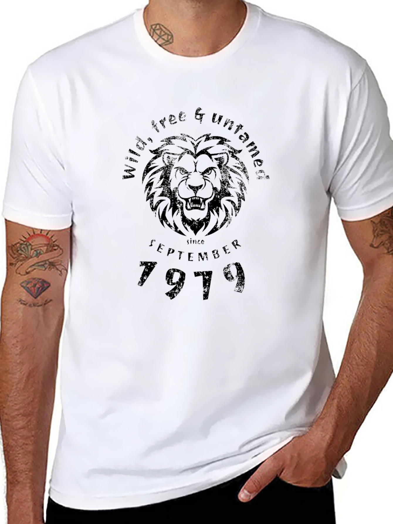 Wild & Untamed Lion Black T-Shirt - September 1979