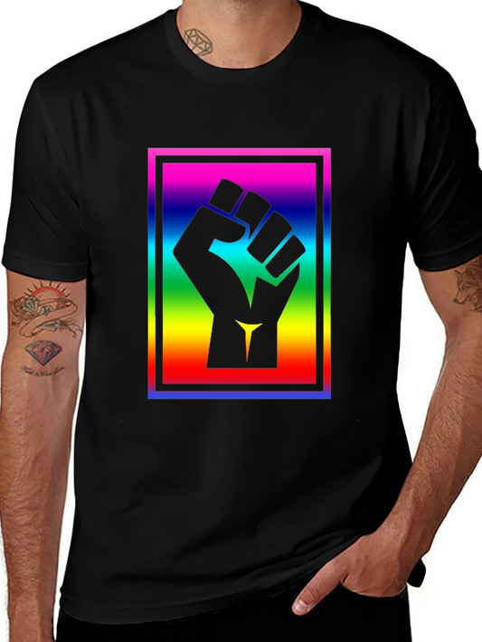 Raised Fist Graphic Tee - Equality Rainbow